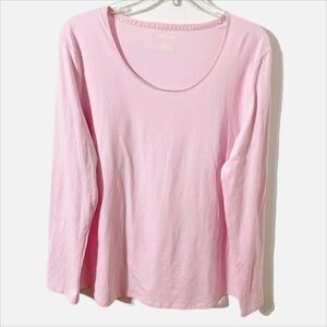 Lord & Taylor Long Sleeve Scoop Neck Tee Shirt Pink 🩷 Size XL Barbie Core Base